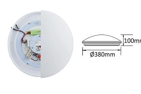 Technical Drawing and dimension of Round LED emergency oyster ceiling light SP-1001