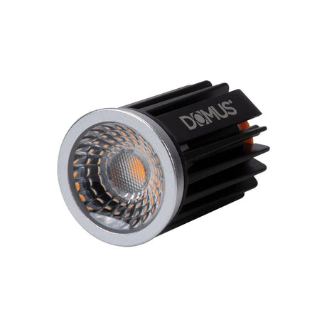 Dimmable Domus Cell 9W LED lamp with 5 color temperature options  with 'DOMUS' branding on a white background