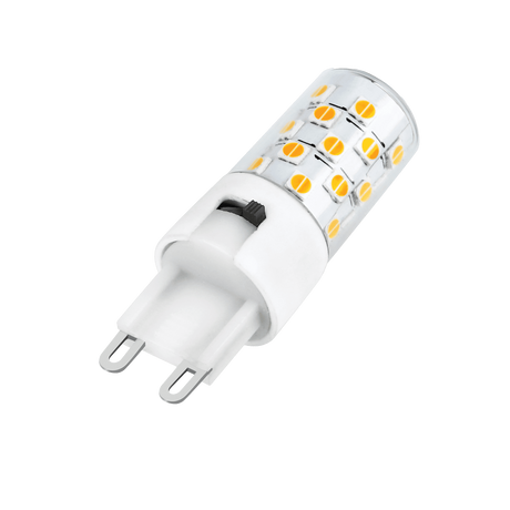 Energy-efficient Domus KEY G9 4W dimmable tricolour LED bulb on a white background