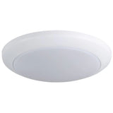 Round white ceiling light on a white background