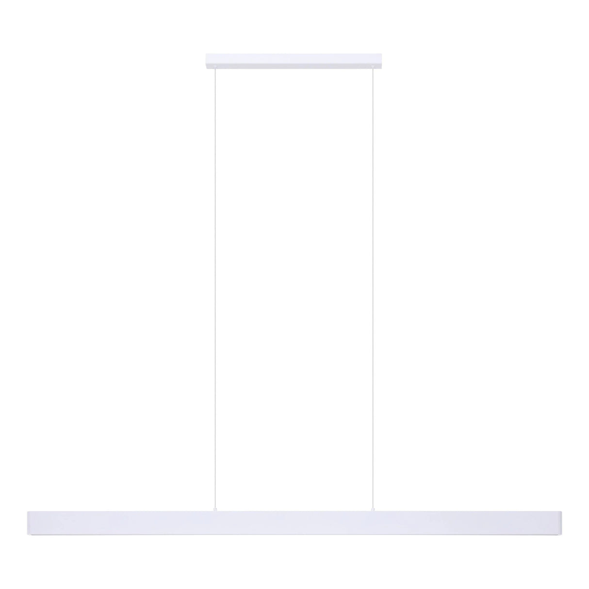 White Extra-long LED linear pendant by Eglo for dining spaces