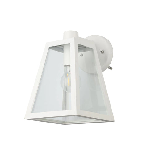 White Eglo MIRANDOLA Mounted Wall Light In Elegant Finish with clear glass shade on a white background
