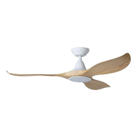 Eglo Noosa 52" DC ceiling fan with Blackbutt wood look blades wooden blades on a white background
