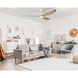 Eglo Noosa ceiling fan with integrated LED light and Blackbutt blades