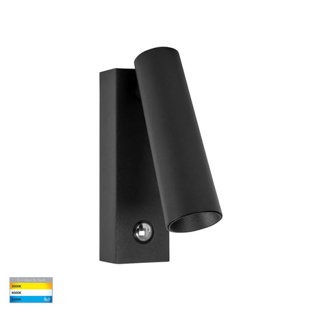 Black cylindrical Havit HV3686T Lesen single adjustable wall light in Black finish wall  fixture on a white background.