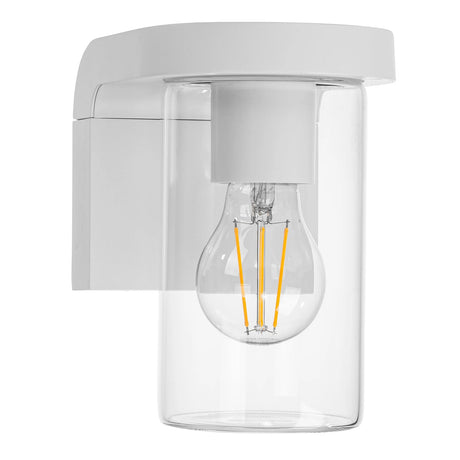Havit HV3692W Angela LED Wall Light wall-mounted light fixture with clear glass cover on a white background Ceiling light fixture with clear glass shade and white finish on a white background