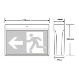 Diagram of a Surface Mount LED  Fire Exit Light from 3A Lighting model 2001
