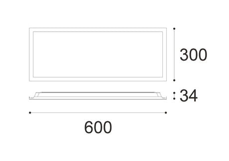 Dimension of Slim LED panel light by 3A, 600x300 size