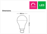 Dimension of a Warm white 3000K Mercator A80 LED globe with B22 base
