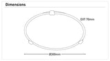 Diagram of a Astro oyster light with chrome clip design with dimensions labeled