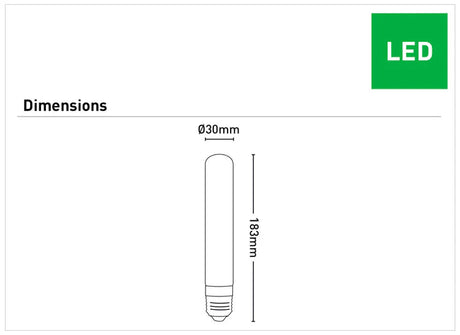 Diagram of an LED Mercator T30 LED globe showing classic vintage design with dimensions on a white background