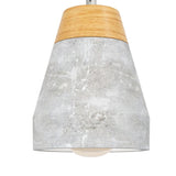 Close-up of TAREGA pendant light with wood and steel details