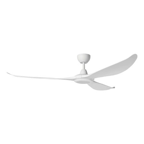 White Large 72-inch weatherproof DC ceiling fan with tri‑colour LED on a white background