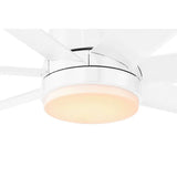 Ceiling fan with light fixture on a white background
