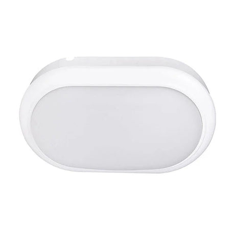 White durable and energy-efficient LED bunker loval ceiling light on a white background