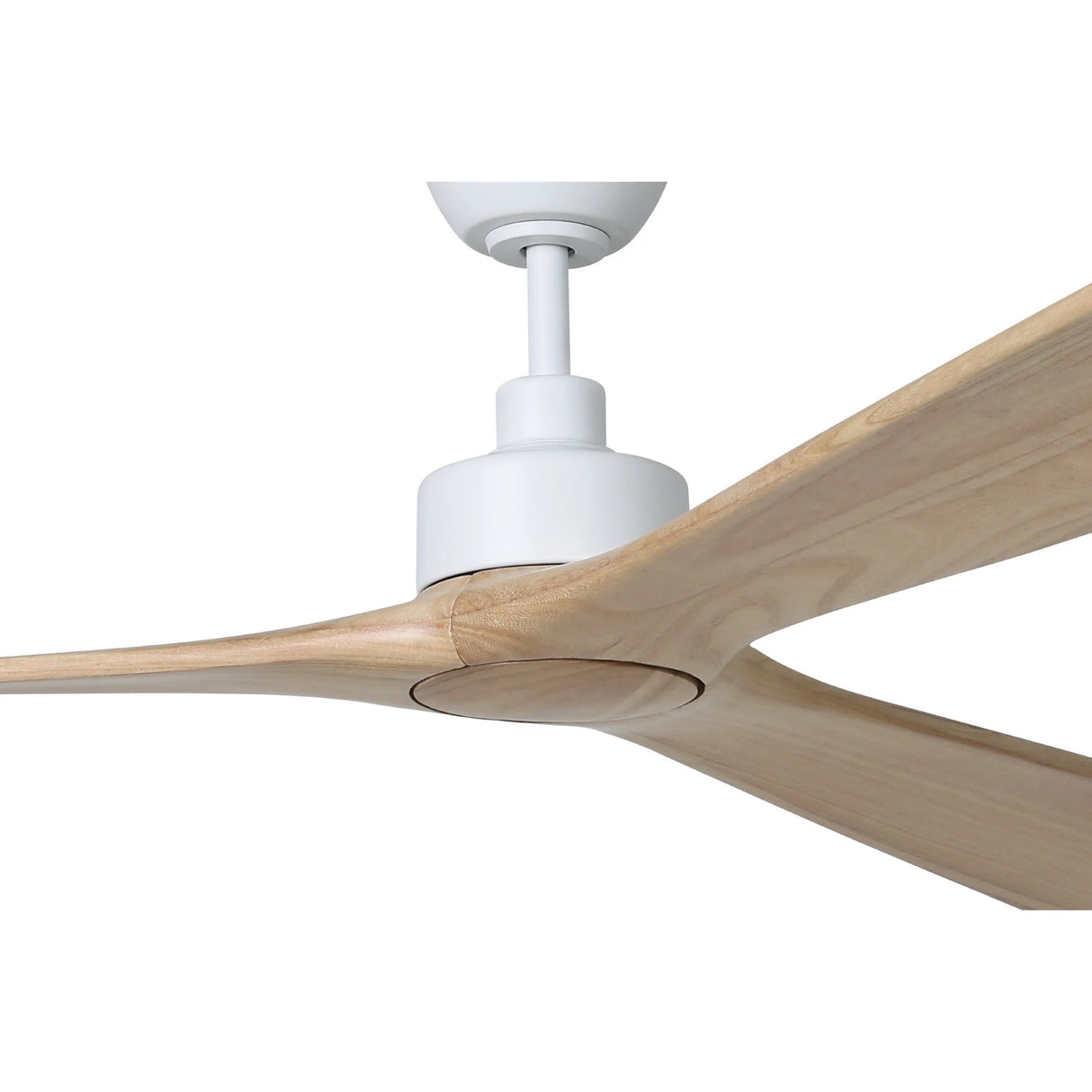 Extra-large 254cm DC ceiling fan by Eglo with sleek 3-blade design and wooden blades on a white background