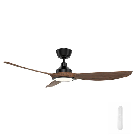 Ceiling fan with wooden blades on a white background