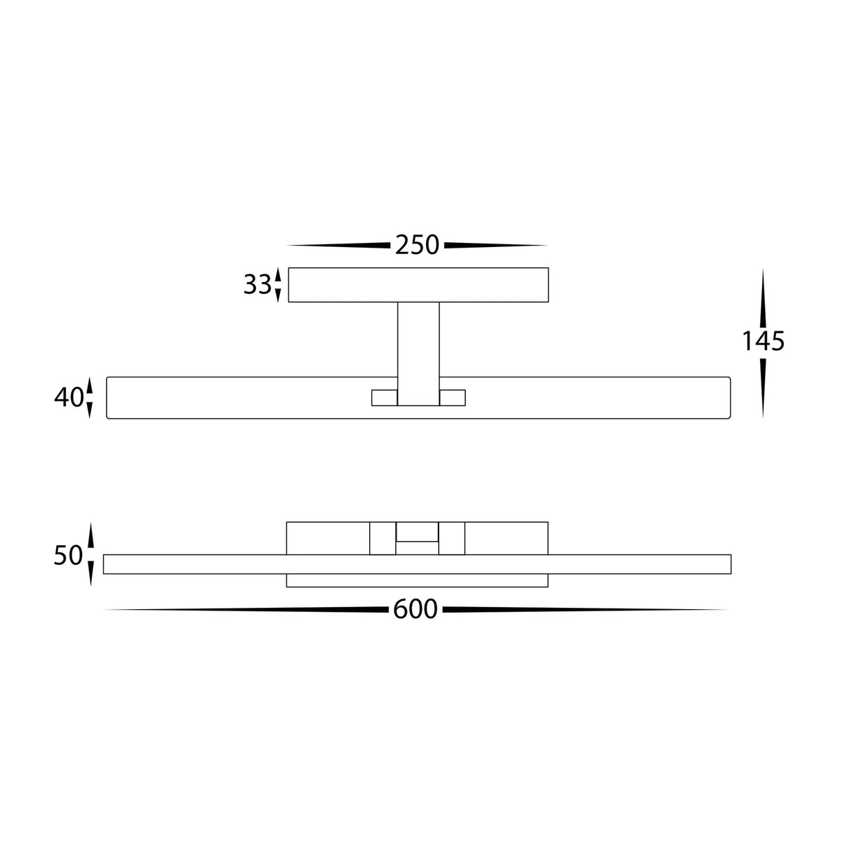 Technical drawing or diagram of Vanita 30W LED Wall Light Producing 2200 Lumens At 4000K