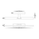 Technical drawing or diagram of Vanita 30W LED Wall Light Producing 2200 Lumens At 4000K