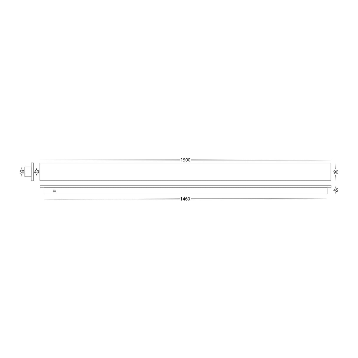 Dimension of HV3576T Aluminium 1500mm Wall Light With UV Stabilised Diffuser