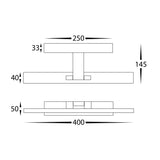 Technical drawing or diagram of Contemporary Vanita Wall Light 400mm For Indoor Use with measurements in millimeters