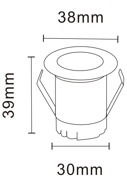 Measurement diagram of Compact 3W LED spot light ideal for cabinets or display areas