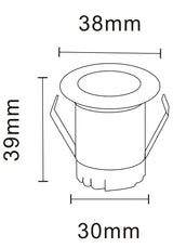 Measurement diagram of Compact 3W LED spot light ideal for cabinets or display areas