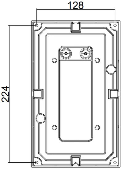 Technical drawing of Wall-mounted LED light with sleek design