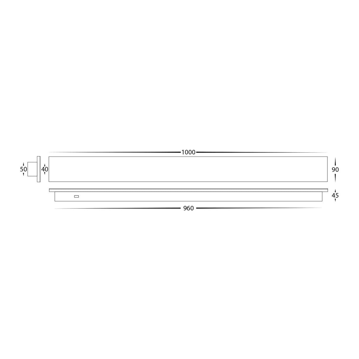Dimension-HV3574T Long Aluminium Wall Light With UV Perspex Diffuser