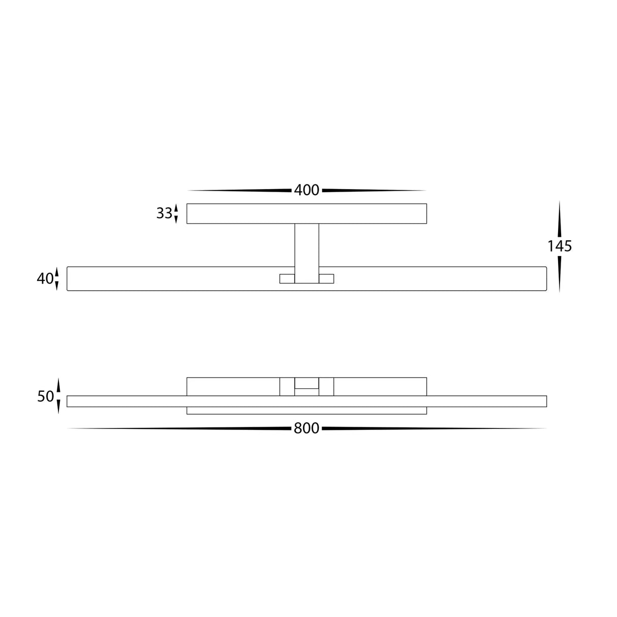 Dimension of HV8103T Vanita Aluminium Wall Light 40W LED