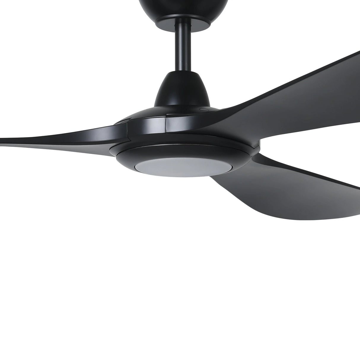 Black ceiling fan on a white background