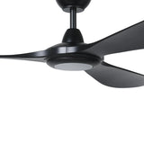 Black ceiling fan on a white background