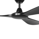 Black ceiling fan on a white background