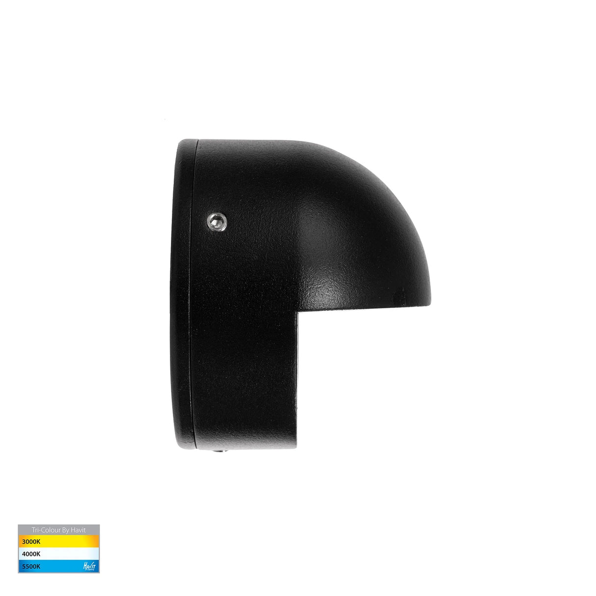 Black wall-mounted outdoor light fixture on Tri‑colour LED step light showing 3000K to 5500K colour temps