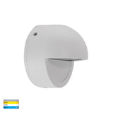 White outdoor step light fixture with IP65 rating installed outdoors
