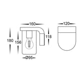 Havit HV3692W Angela LED Wall Light technical drawing with dimensions