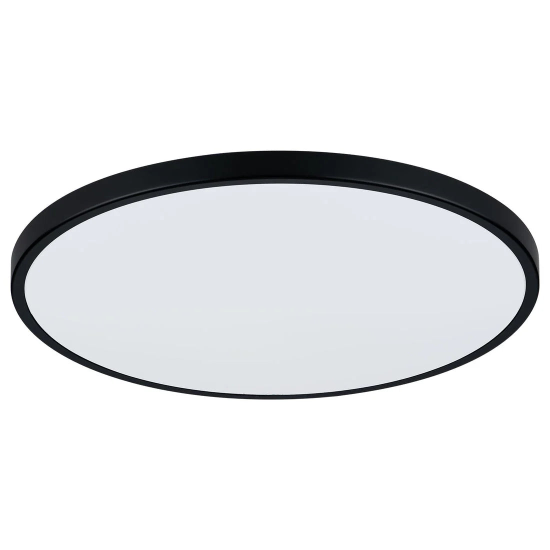 Round Sleek and energy-efficient Millan LED ceiling light with black frame and white interior on a white background