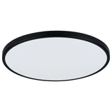 Round Sleek and energy-efficient Millan LED ceiling light with black frame and white interior on a white background