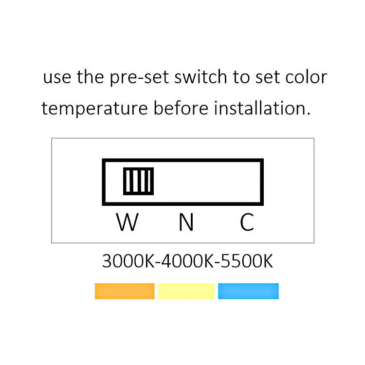 Diagram showing a pre-set switch for color temperature selection from Compact and efficient LED ceiling light DL9418