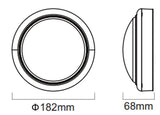 Technical drawing of a Ceiling or wall-mounted round LED bulkhead light