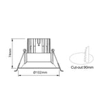 3A 10W Cob Deep Recessed Tri Colour DL9452