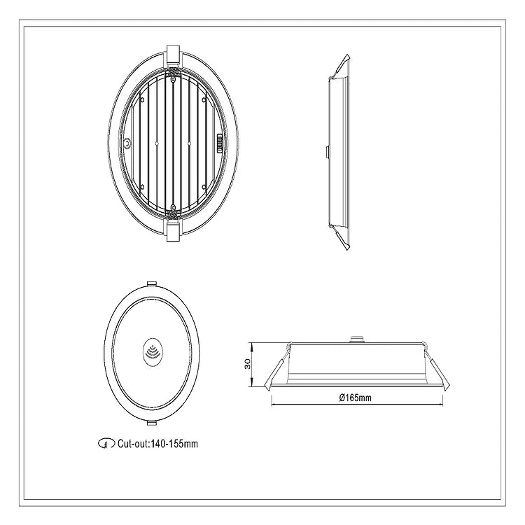 3A AL5009 15W Pir Sensor Downlight Not Dimmable