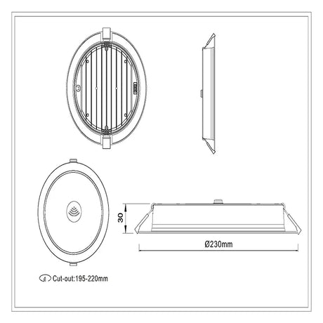 3A AL5011 24W Pir Sensor Downlight Not Dimmable