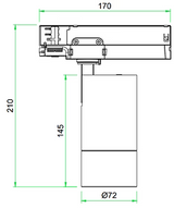 3A LED ZOOM Track Light BJ20 3 Wire 1 Circuit
