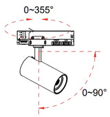 3A LED ZOOM Track Light BJ20 3 Wire 1 Circuit