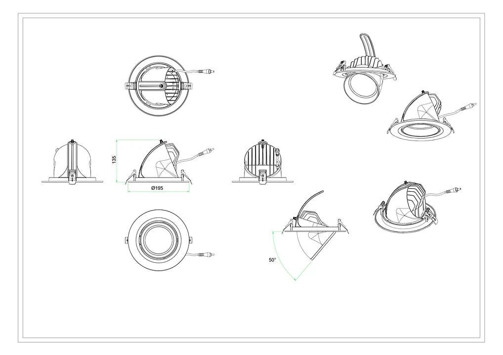 3A Lighting Recessed Downlight Power 38W SFR006