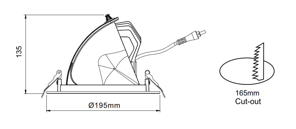 3A Lighting Recessed Downlight Power 38W SFR006