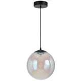 Stylish Aurora sphere pendant by Telbix in black and rainbow glass, perfect for contemporary interiors