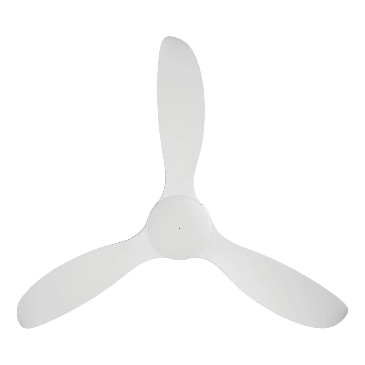 Weather-resistant Eglo Kurrawa ceiling fan with energy-efficient DC motor White three-blade propeller on a white background