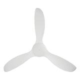 Weather-resistant Eglo Kurrawa ceiling fan with energy-efficient DC motor White three-blade propeller on a white background
